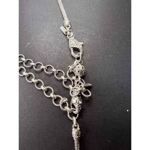 Sarda Turquoise Sterling silver Byzantine station necklace 16-25 inches - Picture 13 of 16